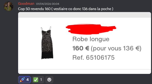 Goodman : robe achetée 50 €, revendue 160 €, soit 136 € dans la poche