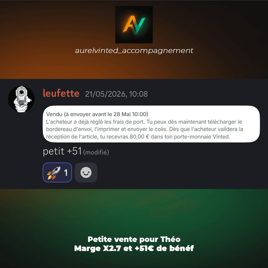 Vente réalisée par Théo